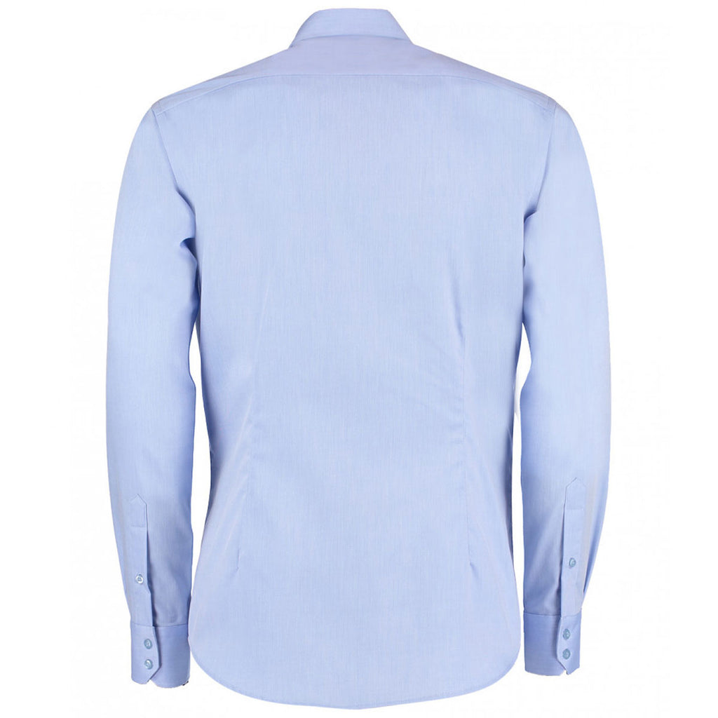 Kustom Kit Men's Light Blue Long Sleeve Slim Fit Oxford Twill Non-Iron Shirt