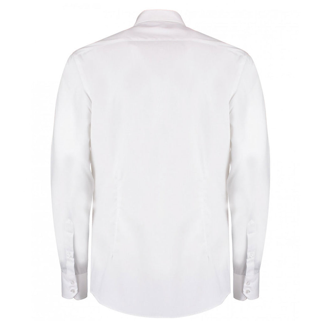 Kustom Kit Men's White Long Sleeve Slim Fit Oxford Twill Non-Iron Shirt