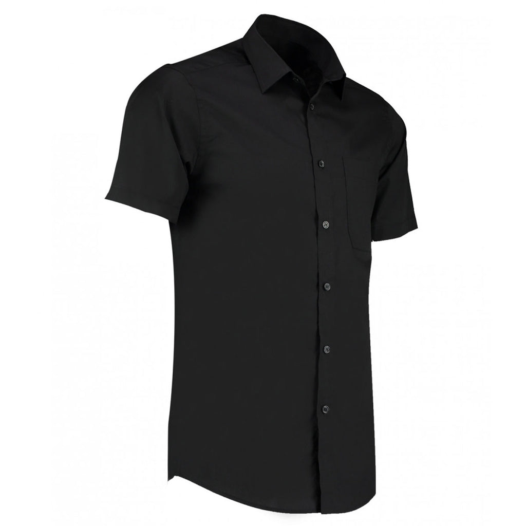 Kustom Kit Men's Black Short Sleeve Tailored Poplin Shirt