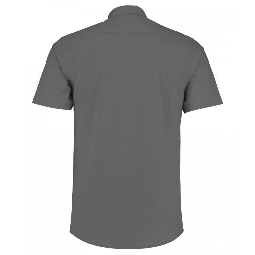 Kustom Kit Men's Graphite Short Sleeve Tailored Poplin Shirt