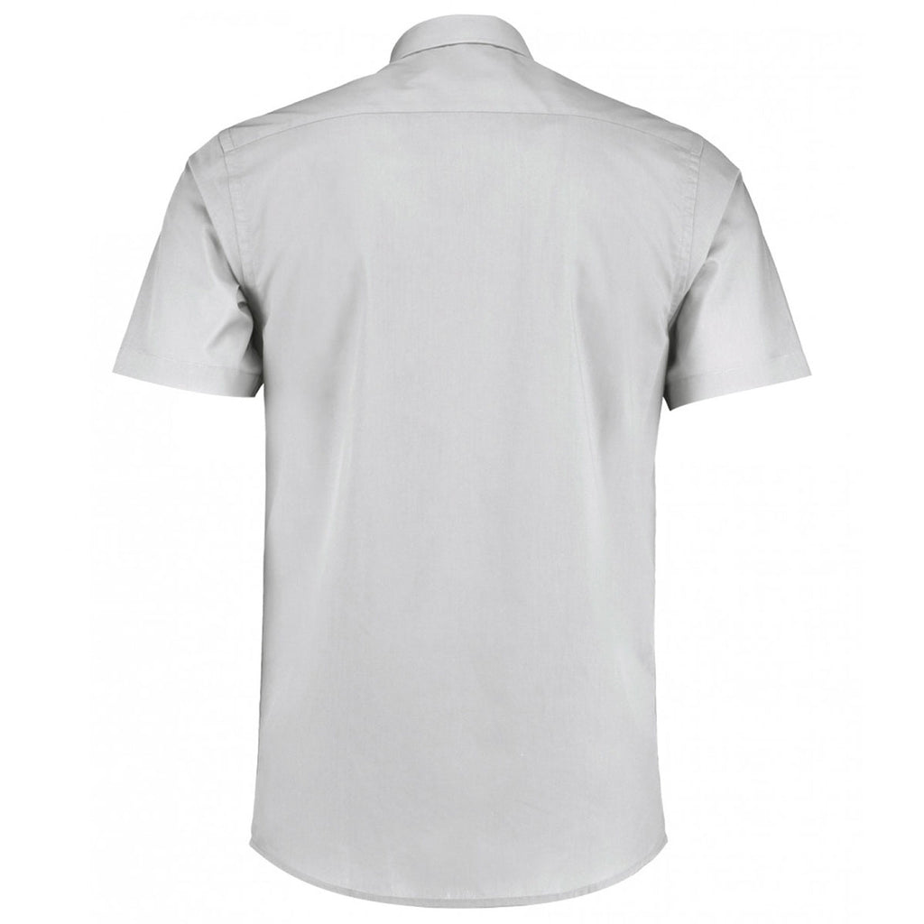 Kustom Kit Men's Light Grey Short Sleeve Tailored Poplin Shirt