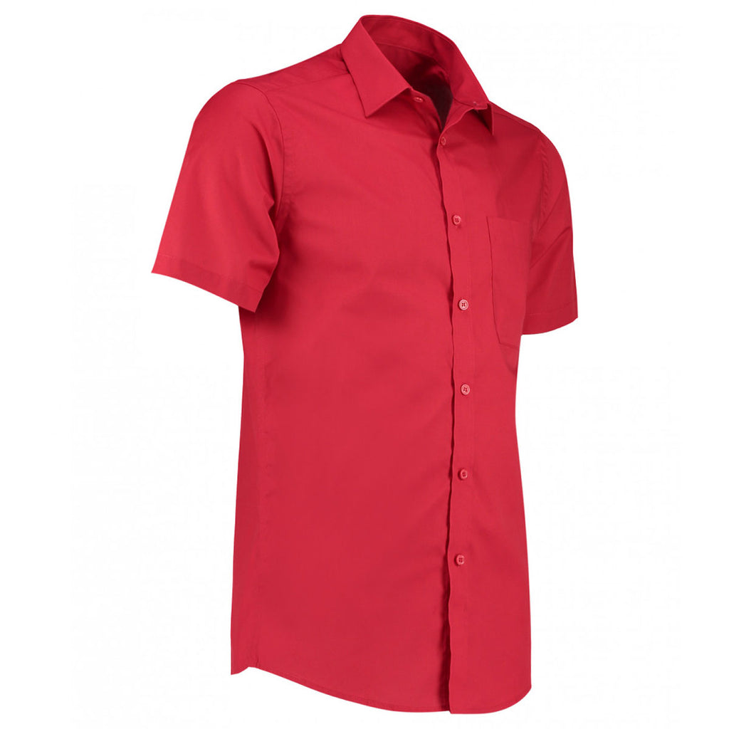 Kustom Kit Men's Red Short Sleeve Tailored Poplin Shirt