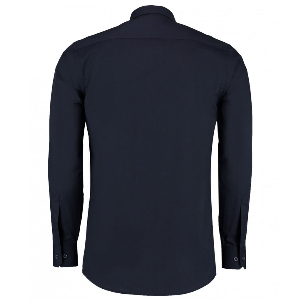 Kustom Kit Men's Dark Navy Long Sleeve Tailored Poplin Shirt