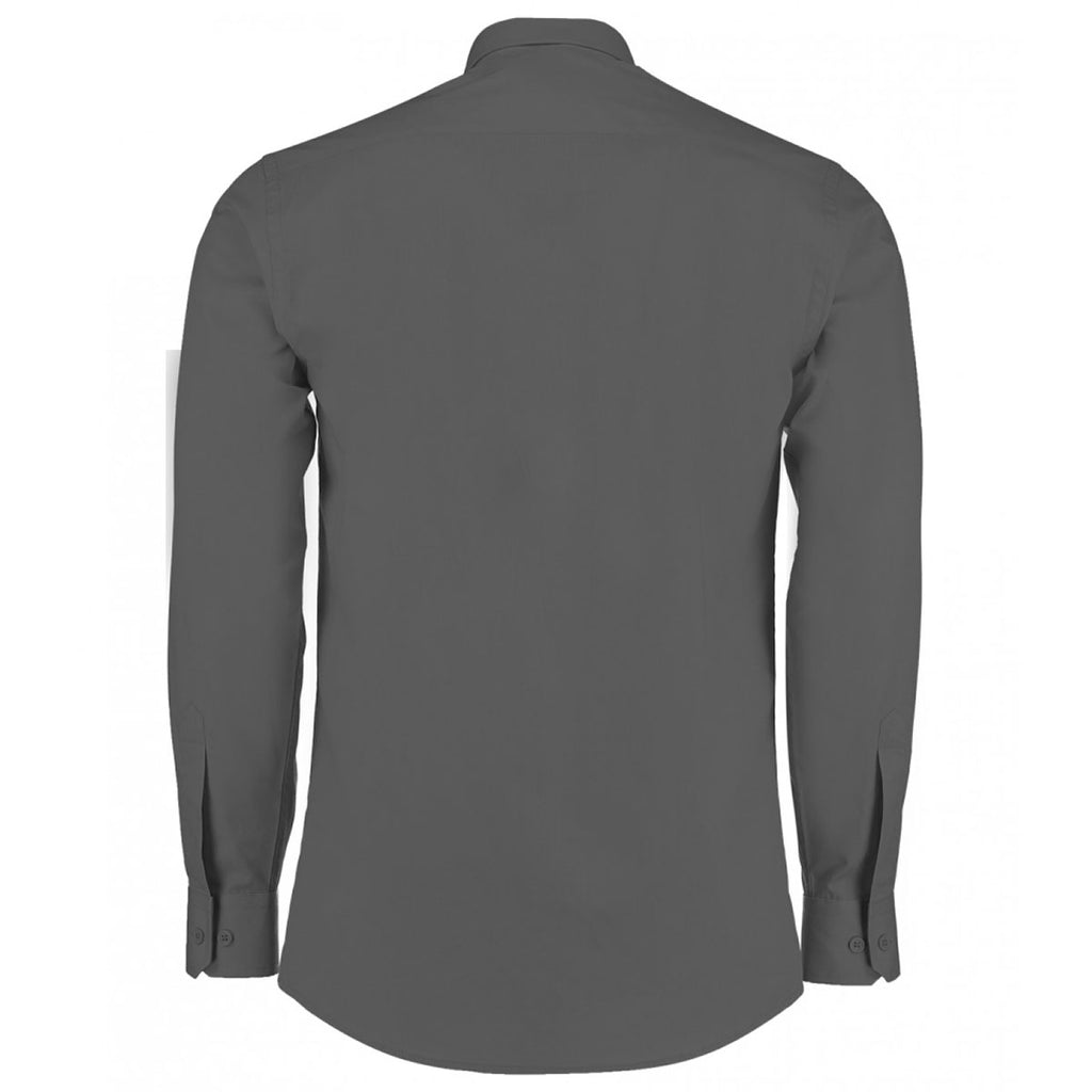 Kustom Kit Men's Graphite Long Sleeve Tailored Poplin Shirt