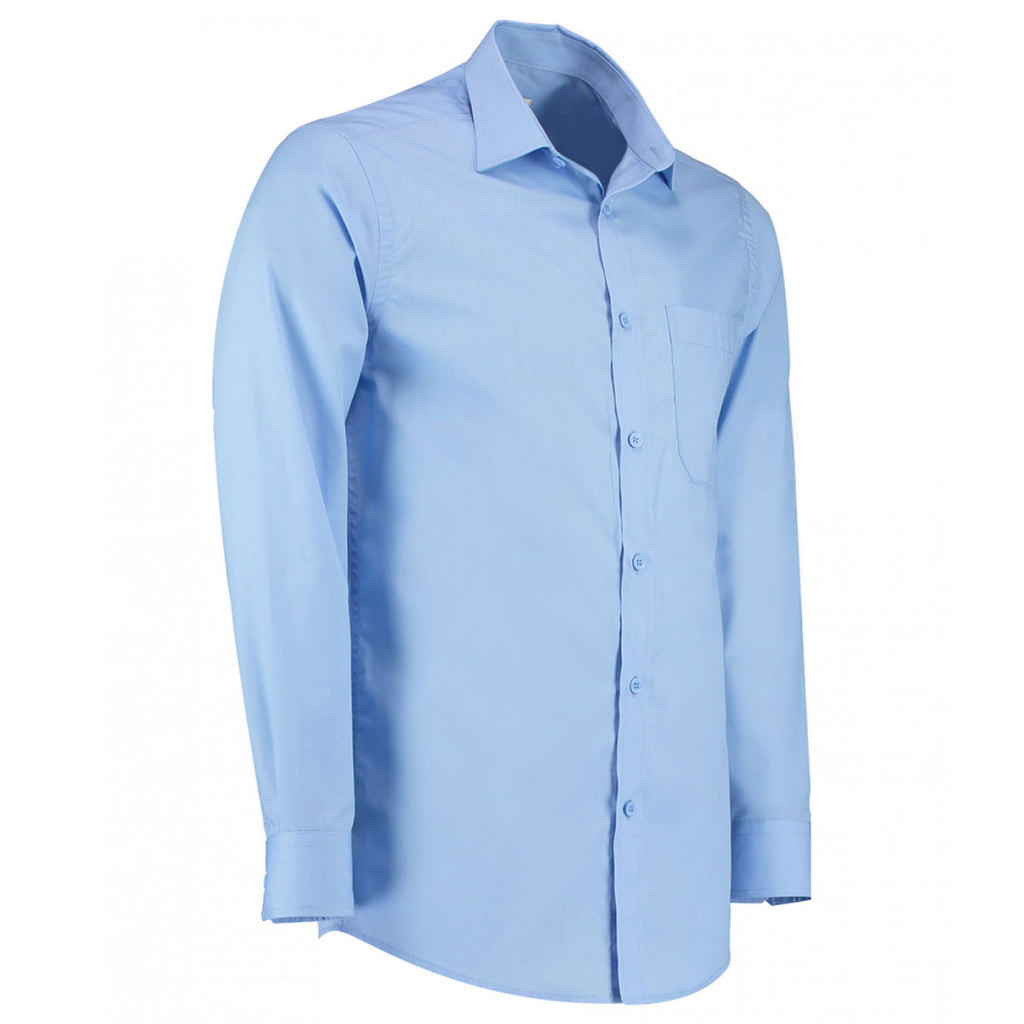 Kustom Kit Men's Light Blue Long Sleeve Tailored Poplin Shirt