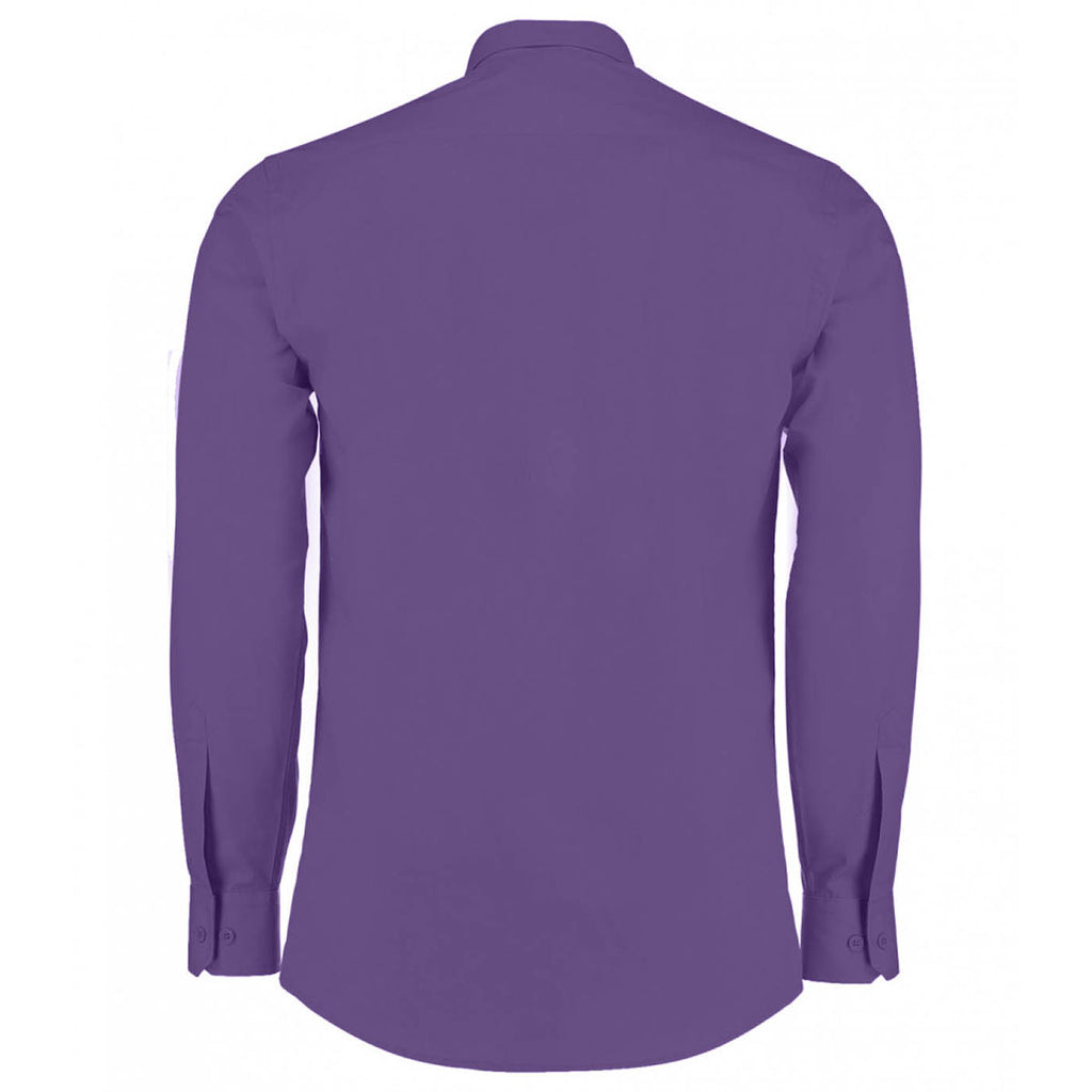 Kustom Kit Men's Purple Long Sleeve Tailored Poplin Shirt