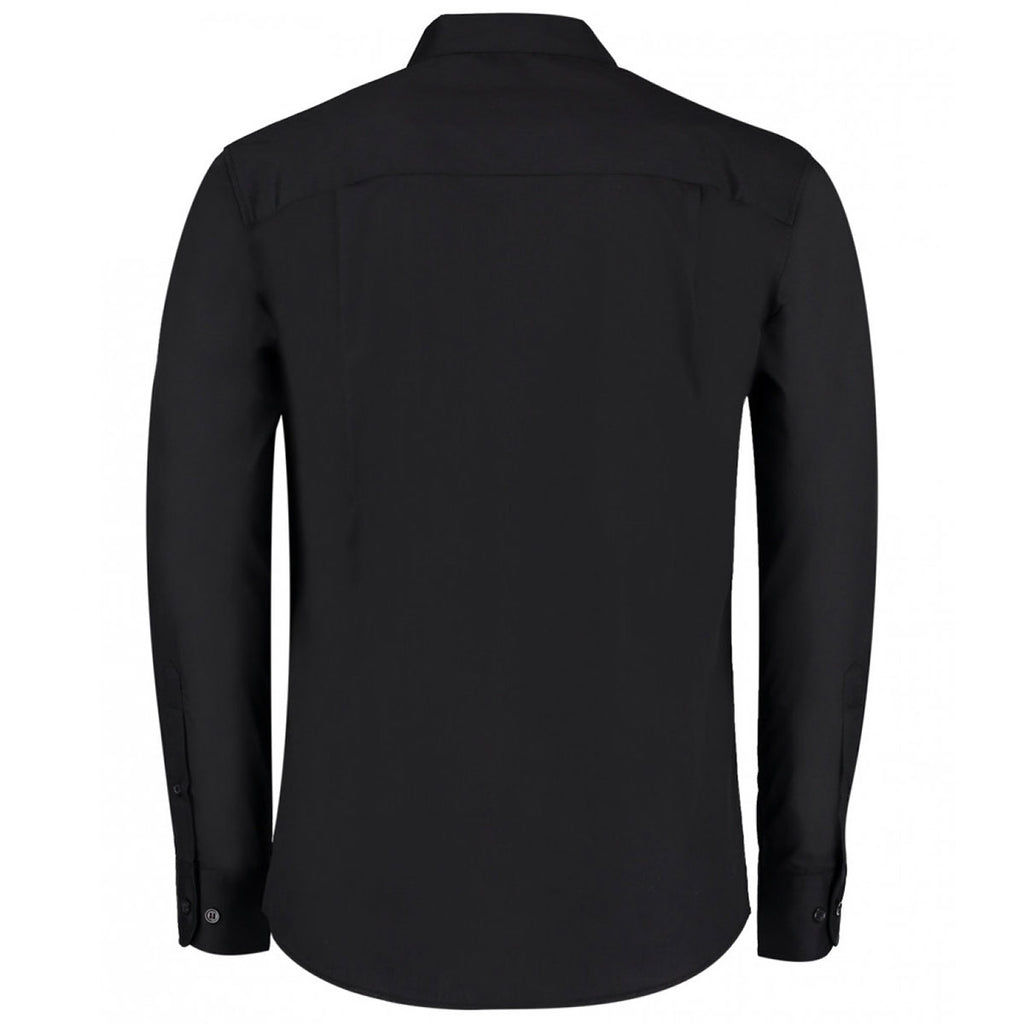 Kustom Kit Men's Black Long Sleeve Tailored Mandarin Collar Shirt