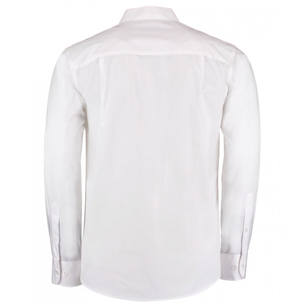 Kustom Kit Men's White Long Sleeve Tailored Mandarin Collar Shirt