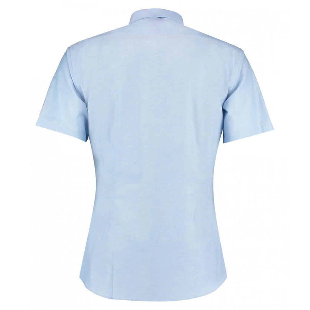 Kustom Kit Men's Light Blue Slim Fit Short Sleeve Oxford Shirt