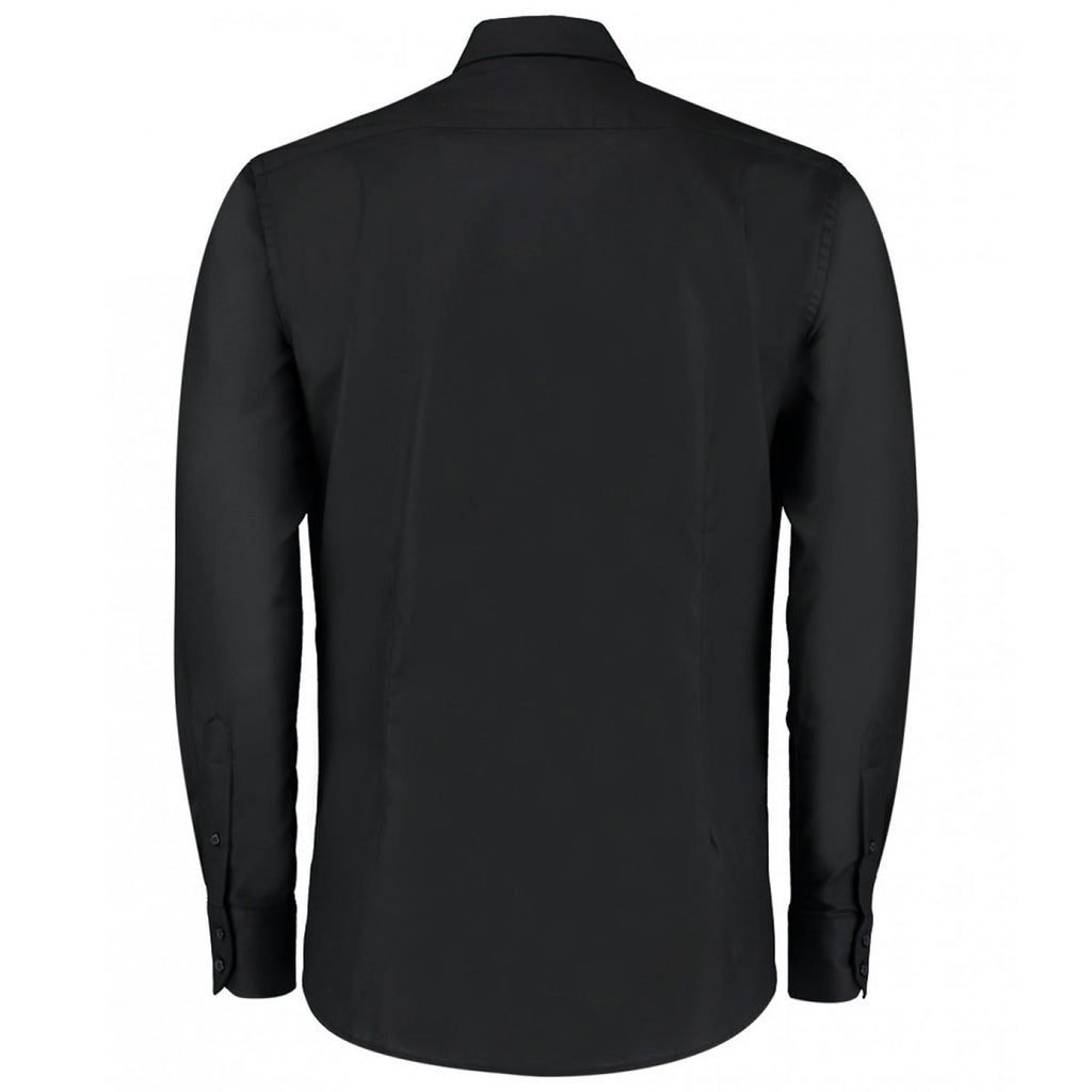 Kustom Kit Men's Black Long Sleeve Slim Fit Workwear Oxford Shirt
