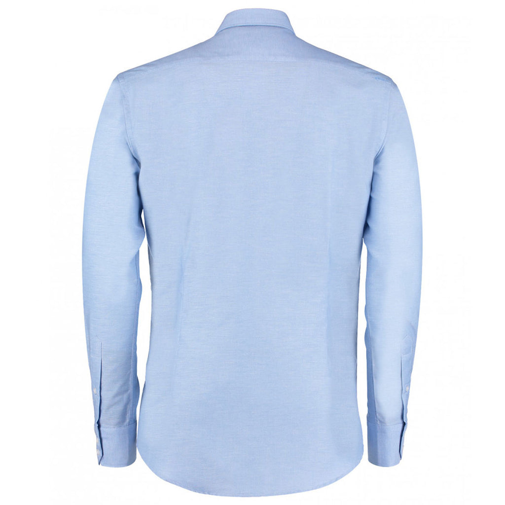 Kustom Kit Men's Light Blue Long Sleeve Slim Fit Workwear Oxford Shirt