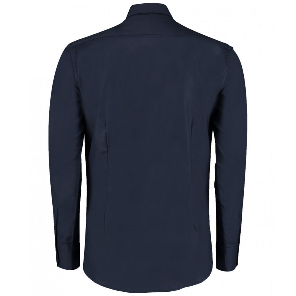 Kustom Kit Men's Navy Long Sleeve Slim Fit Workwear Oxford Shirt
