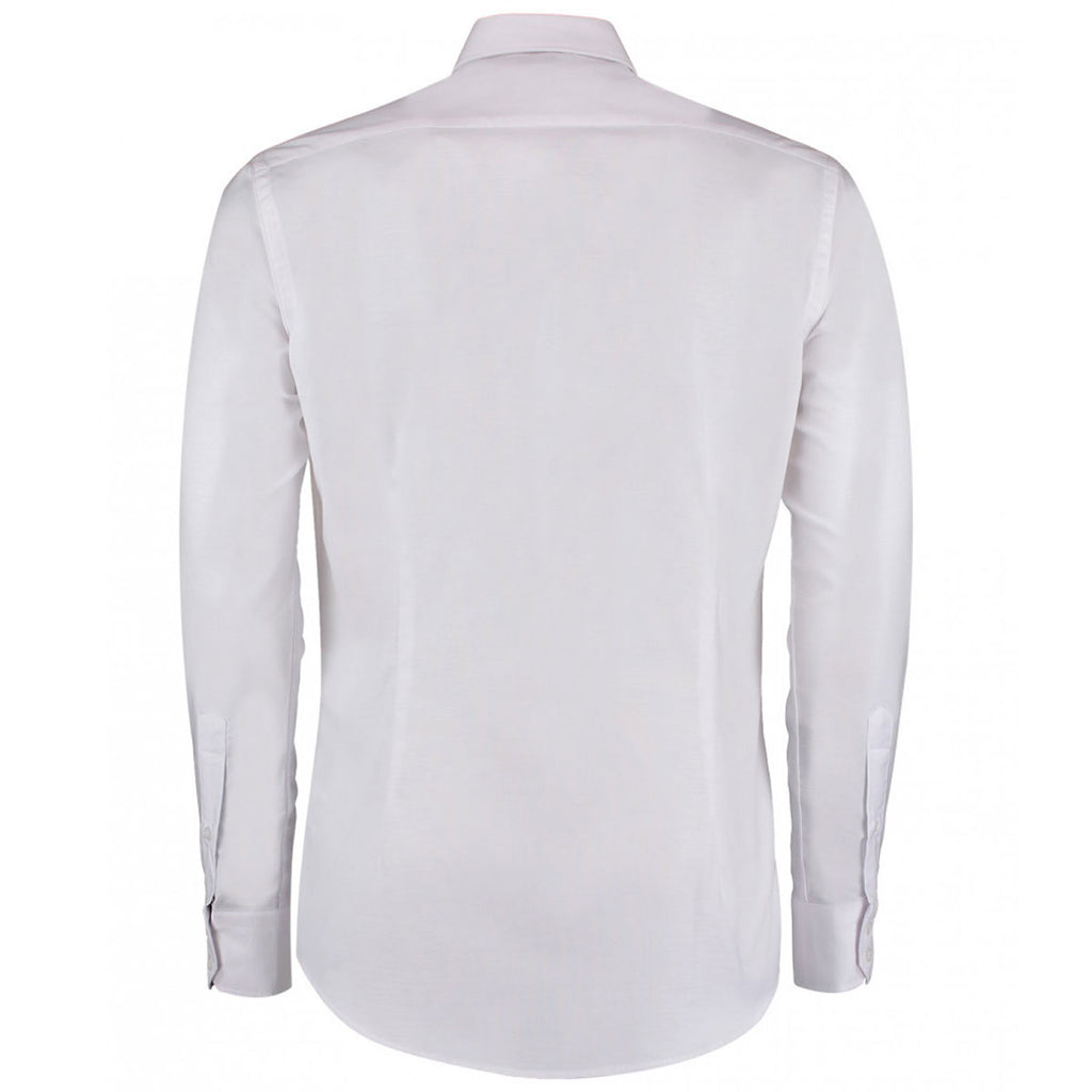 Kustom Kit Men's White Long Sleeve Slim Fit Workwear Oxford Shirt