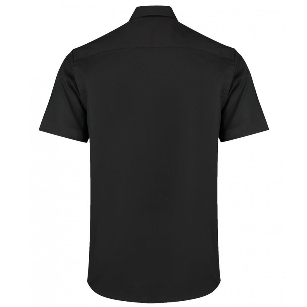 Kustom Kit Men's Black Premium Short Sleeve Tailored Fit Oxford Shirt