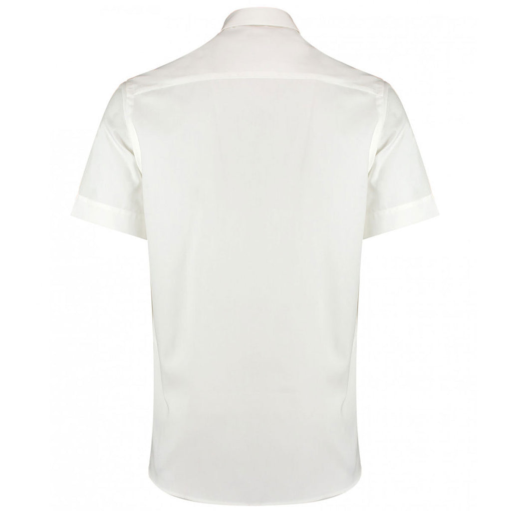 Kustom Kit Men's White Premium Short Sleeve Tailored Fit Oxford Shirt