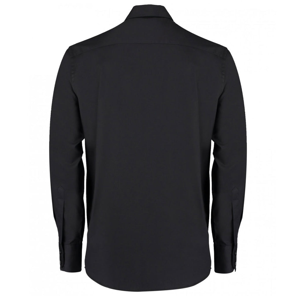 Kustom Kit Men's Black Premium Long Sleeve Tailored Oxford Shirt