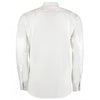 Kustom Kit Men's White/Charcoal Premium Long Sleeve Contrast Tailored Fit Oxford Shirt