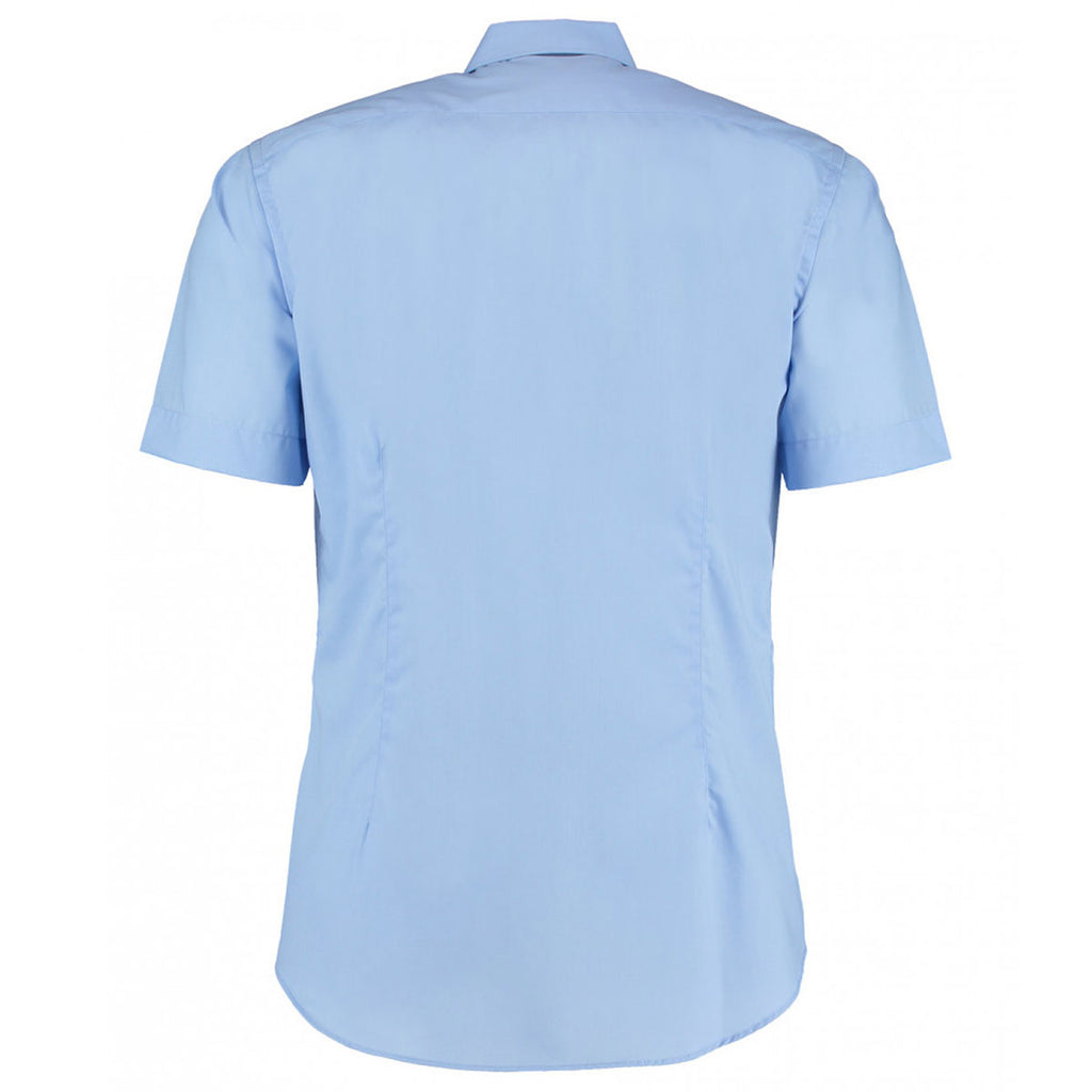 Kustom Kit Men's Light Blue Short Sleeve Slim Fit Business Shirt