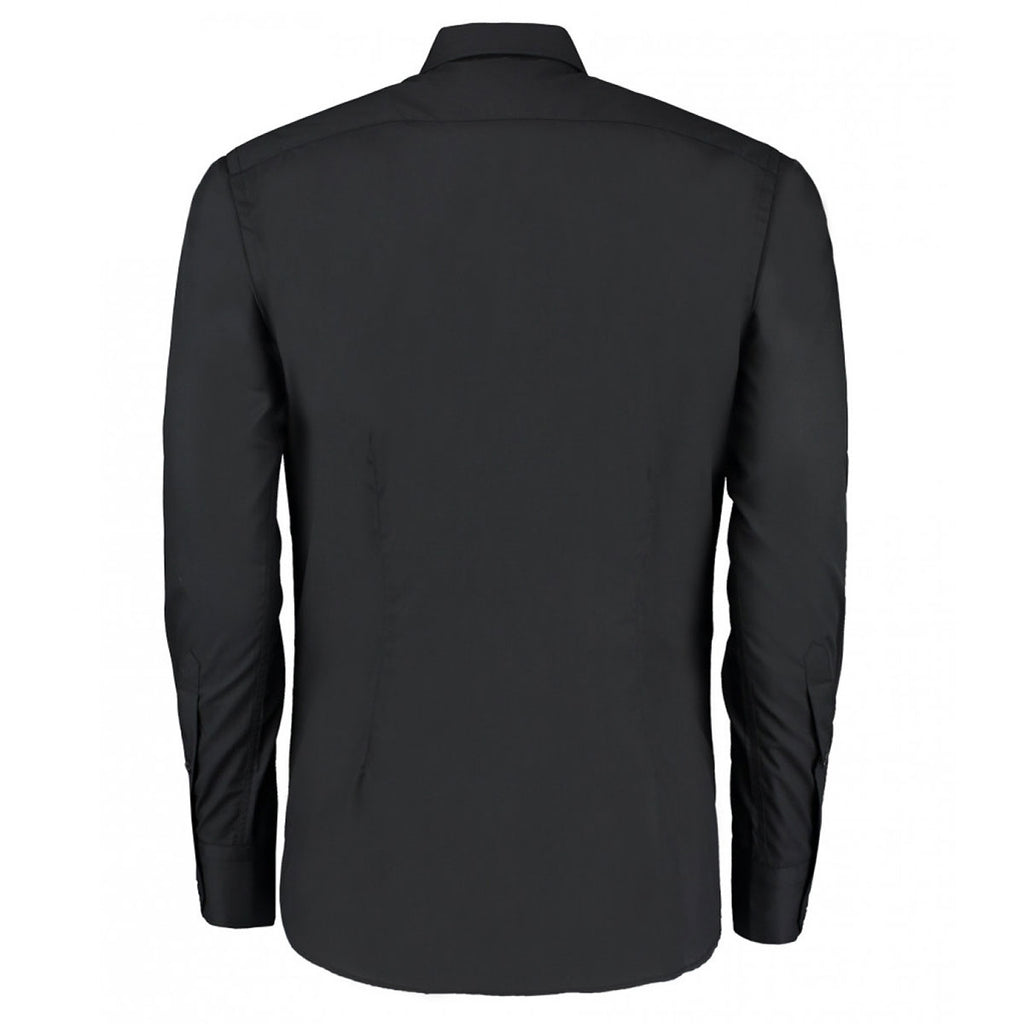 Kustom Kit Men's Black Long Sleeve Slim Fit Business Shirt