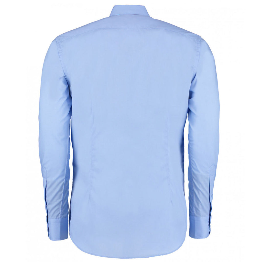 Kustom Kit Men's Light Blue Long Sleeve Slim Fit Business Shirt