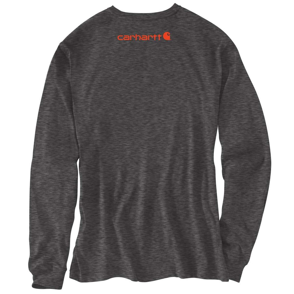 Carhartt Men's Carbon Heather Signature Sleeve Logo Long Sleeve T-Shirt