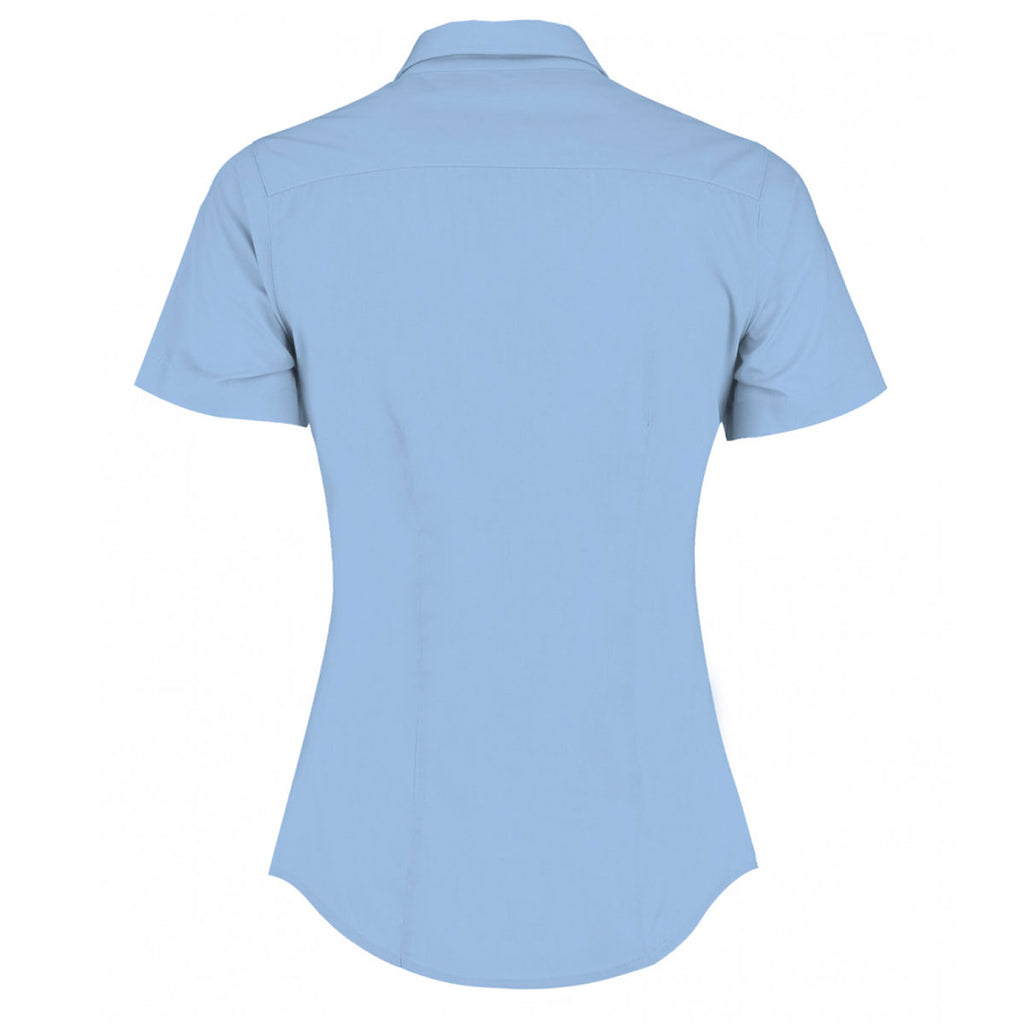Kustom Kit Women's Light Blue Short Sleeve Tailored Poplin Shirt