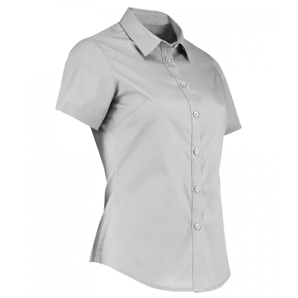 Kustom Kit Women's Light Grey Short Sleeve Tailored Poplin Shirt