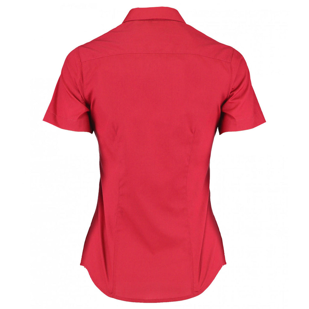 Kustom Kit Women's Red Short Sleeve Tailored Poplin Shirt