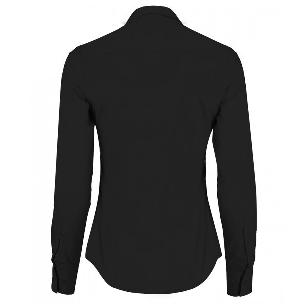 Kustom Kit Women's Black Long Sleeve Tailored Poplin Shirt