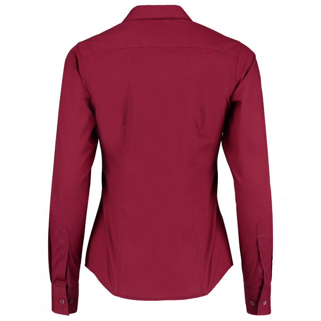 Kustom Kit Women's Claret Long Sleeve Tailored Poplin Shirt