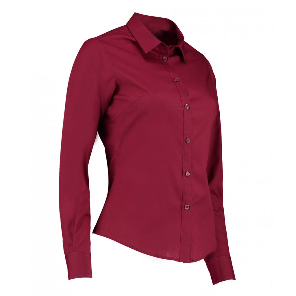 Kustom Kit Women's Claret Long Sleeve Tailored Poplin Shirt