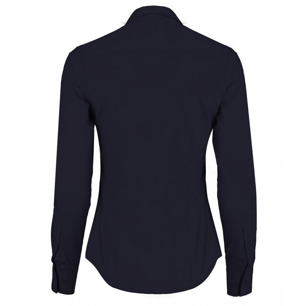 Kustom Kit Women's Dark Navy Long Sleeve Tailored Poplin Shirt