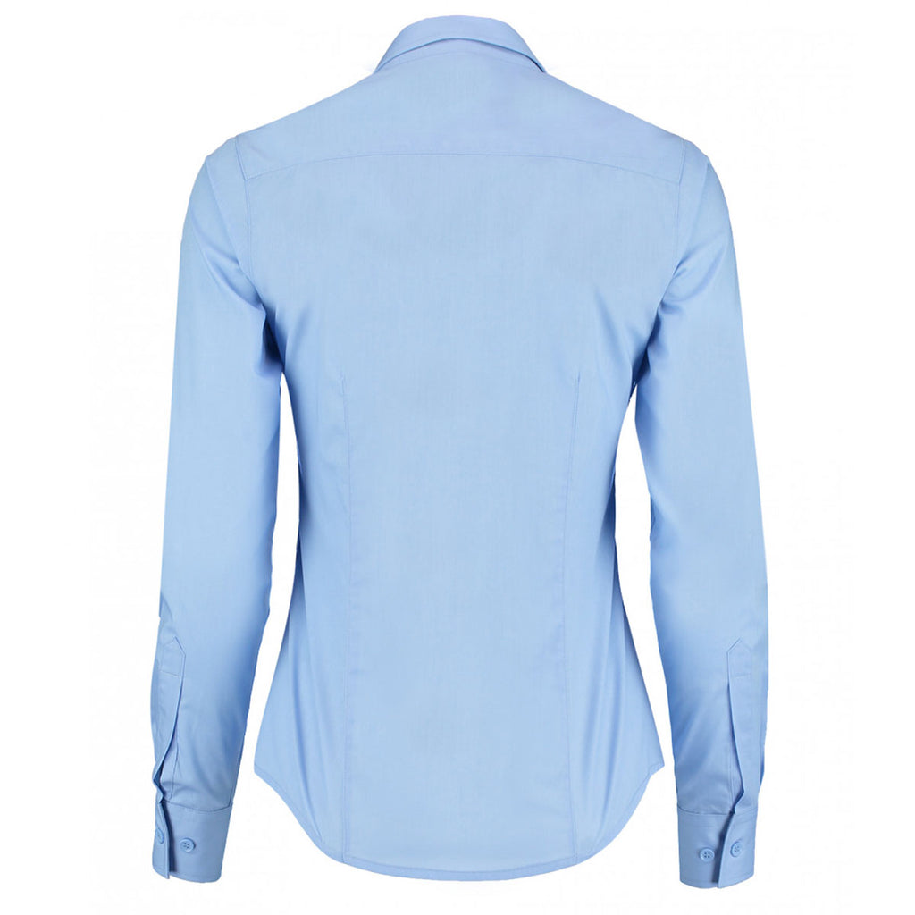 Kustom Kit Women's Light Blue Long Sleeve Tailored Poplin Shirt