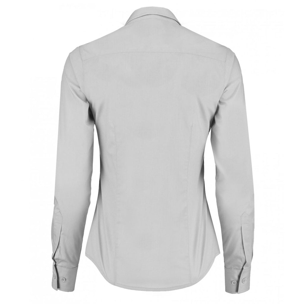 Kustom Kit Women's Light Grey Long Sleeve Tailored Poplin Shirt