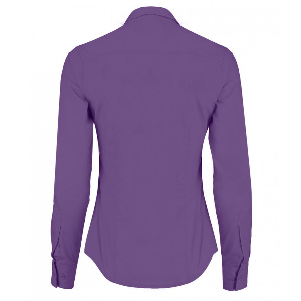Kustom Kit Women's Purple Long Sleeve Tailored Poplin Shirt