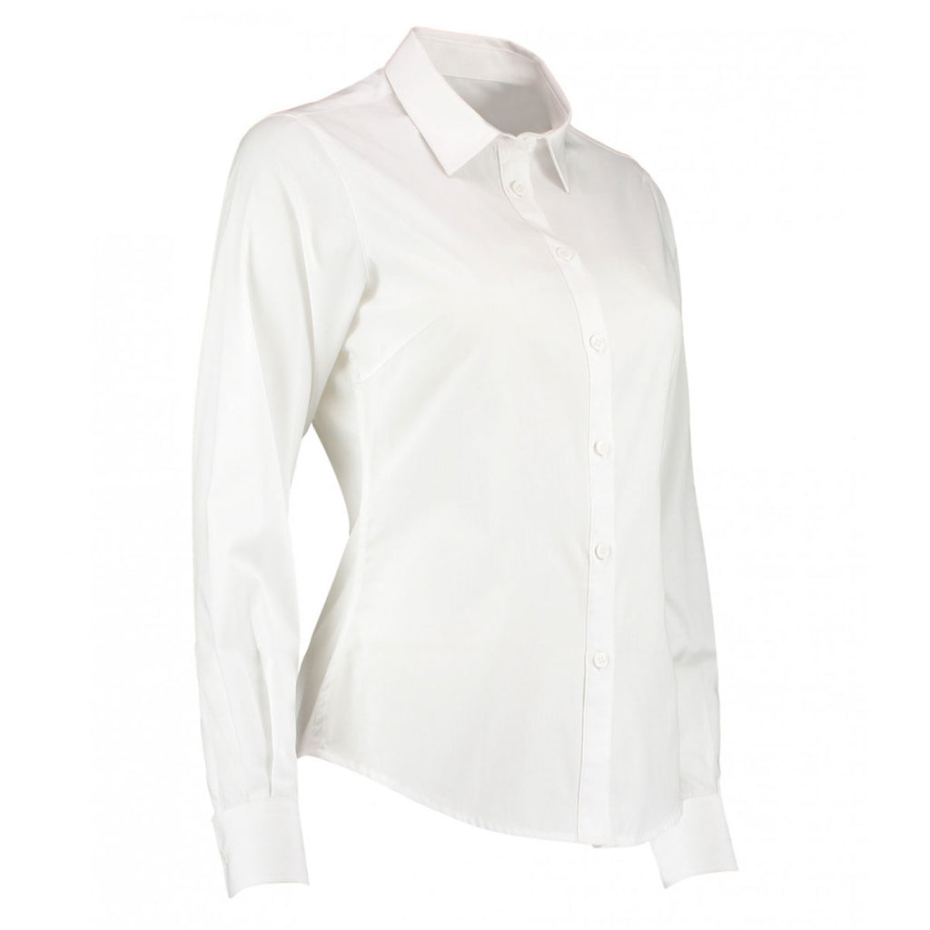 Kustom Kit Women's White Long Sleeve Tailored Poplin Shirt