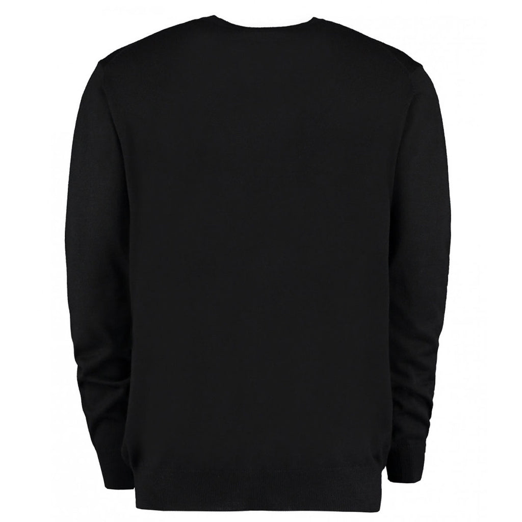 Kustom Kit Men's Black Merino Blend V Neck Sweater