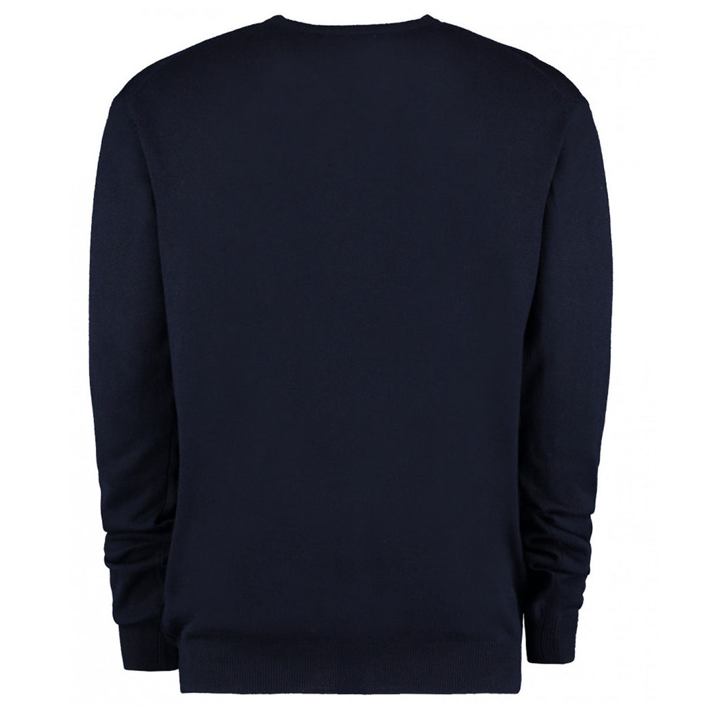 Kustom Kit Men's Navy Merino Blend V Neck Sweater