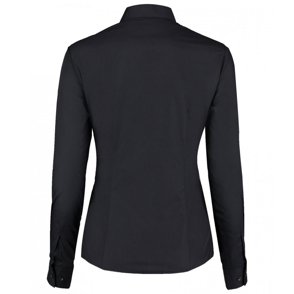Kustom Kit Women's Black Long Sleeve Tailored Mandarin Collar Shirt