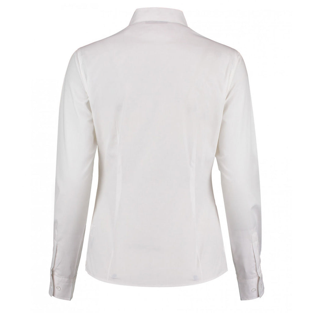 Kustom Kit Women's White Long Sleeve Tailored Mandarin Collar Shirt