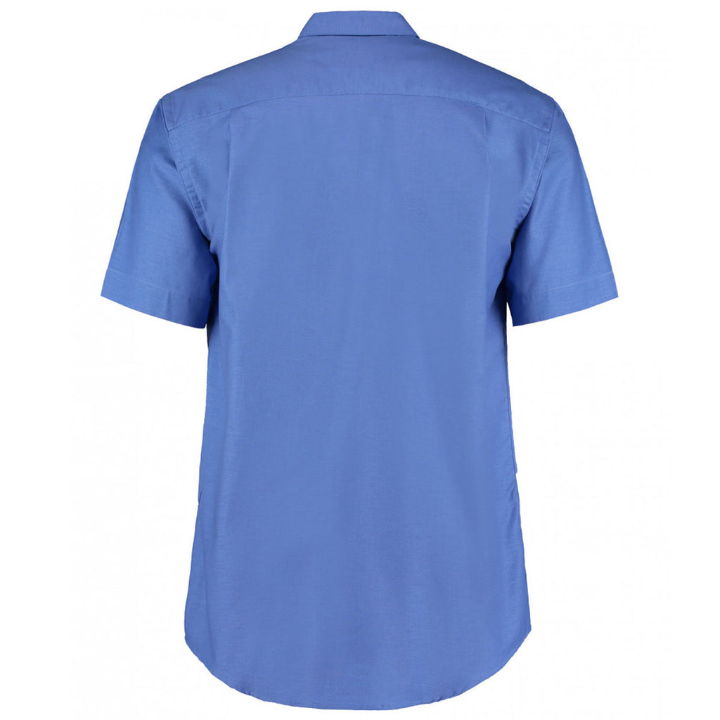 Kustom Kit Men's Italian Blue Short Sleeve Classic Fit Workwear Oxford Shirt