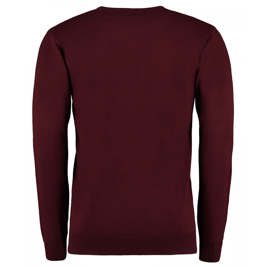 Kustom Kit Men's Burgundy Arundel Cotton Acrylic V Neck Sweater