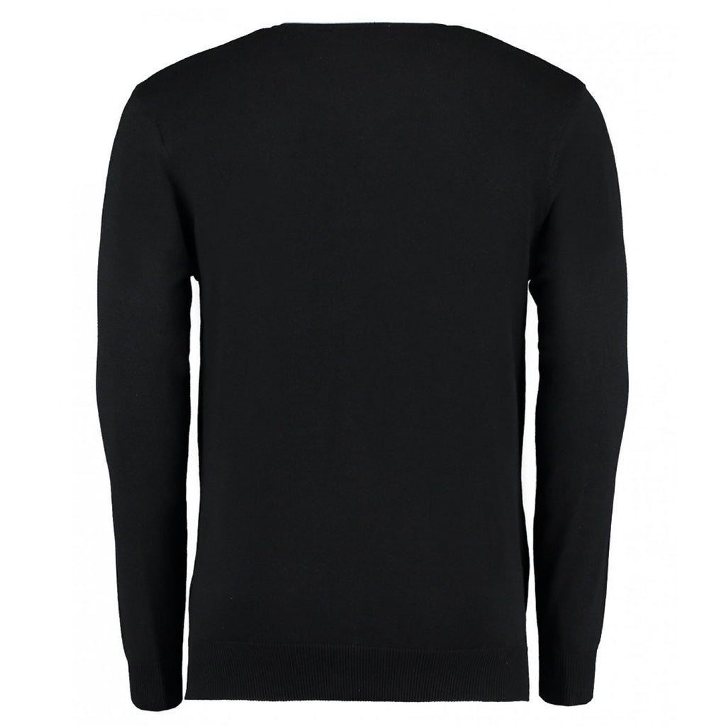 Kustom Kit Men's Black/Silver Contrast Arundel V Neck Sweater