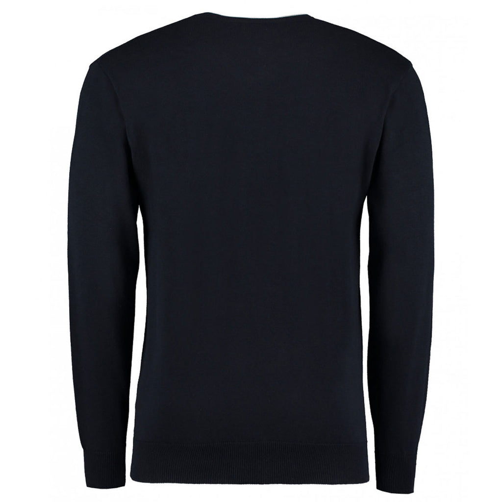 Kustom Kit Men's Navy/Silver Contrast Arundel V Neck Sweater