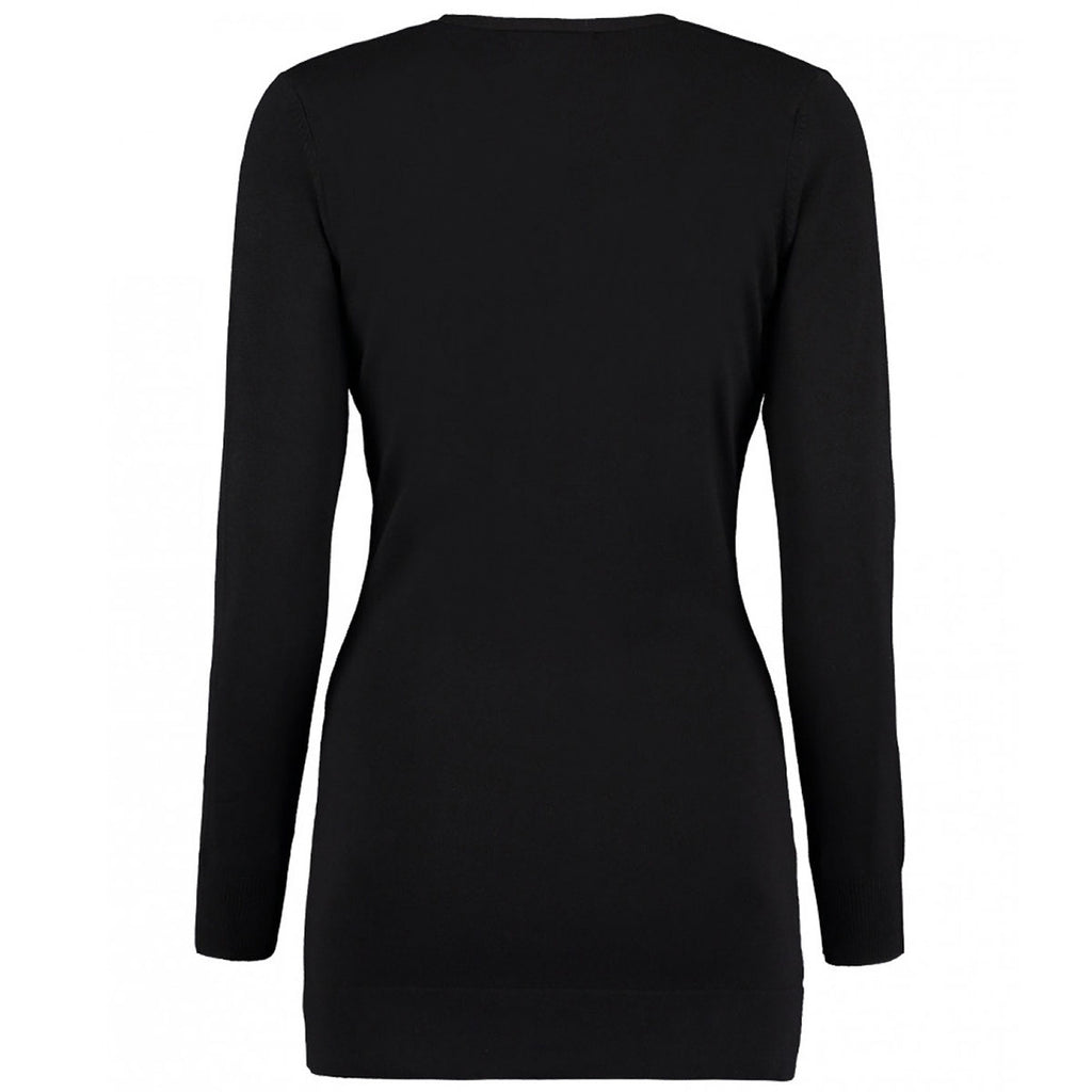 Kustom Kit Women's Black Long Line V Neck Cardigan
