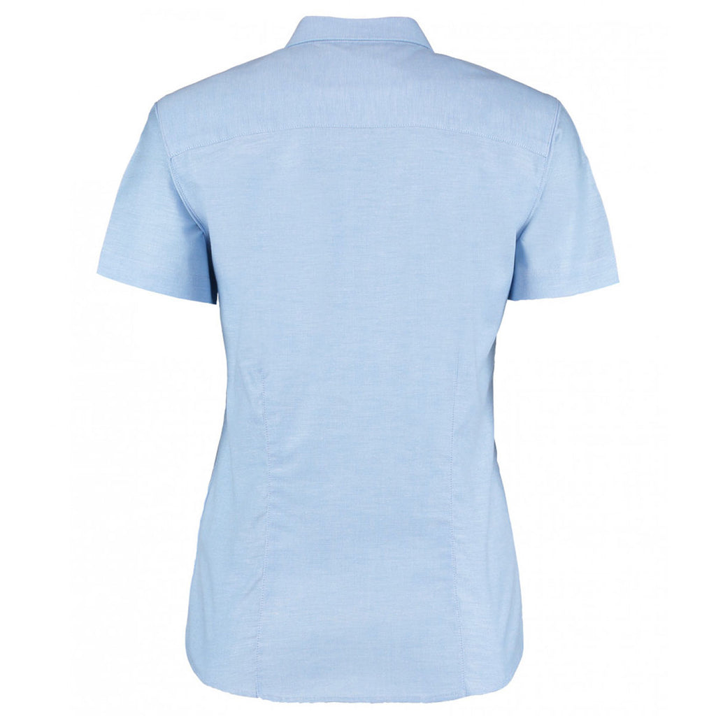 Kustom Kit Women's Light Blue Short Sleeve Tailored Workwear Oxford Shirt