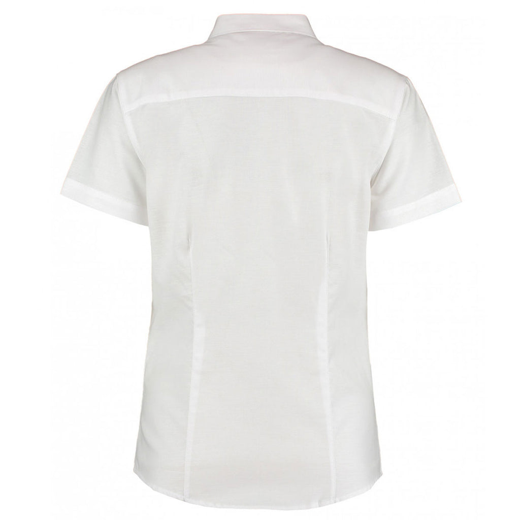 Kustom Kit Women's White Short Sleeve Tailored Workwear Oxford Shirt