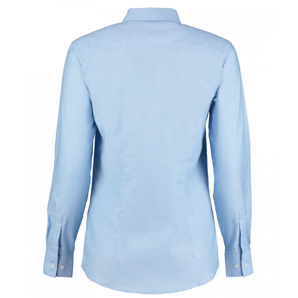 Kustom Kit Women's Light Blue Long Sleeve Tailored Workwear Oxford Shirt