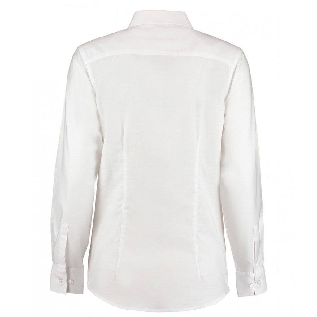 Kustom Kit Women's White Long Sleeve Tailored Workwear Oxford Shirt