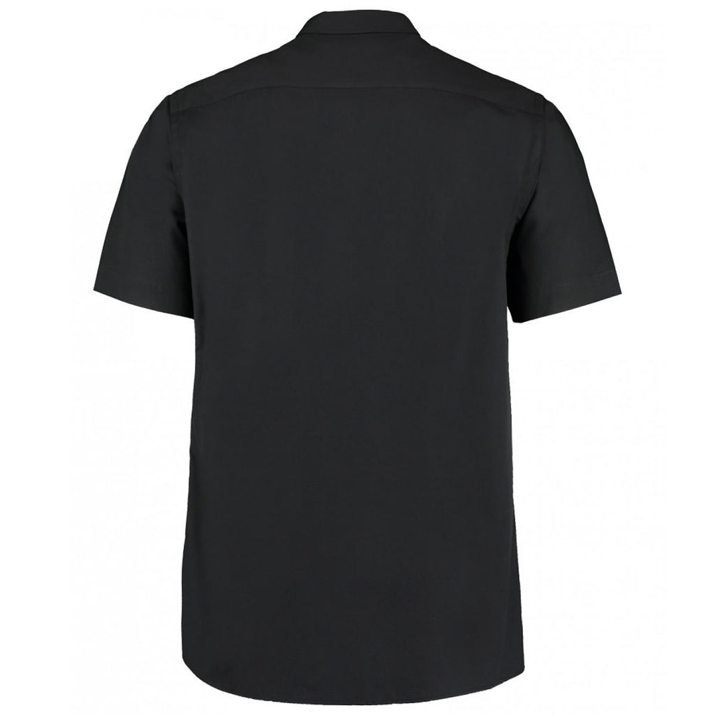 Kustom Kit Men's Black Short Sleeve Tailored City Business Shirt
